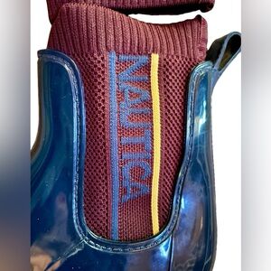 NAUTICA NAVY RUBBER SOCK ANKLE RAIN BOOTS Size 8